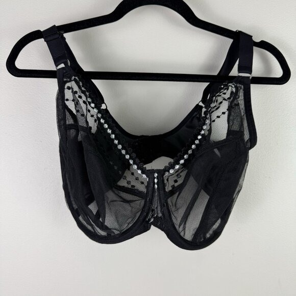 Elomi Matilda Full Figure Underwire Bra Black Sheer Mesh 34L 34HH EL8900 - Picture 2 of 6
